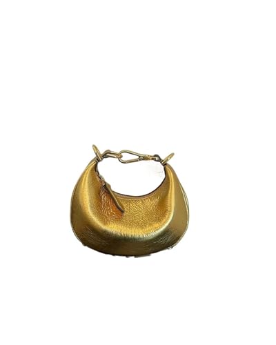 JTKSSCS Henkeltasche Damen Halbmondförmige Unterarmtasche aus Leder for Damen, One-Shoulder-Kuriertasche, multifunktionale Handtasche(Gold) von JTKSSCS