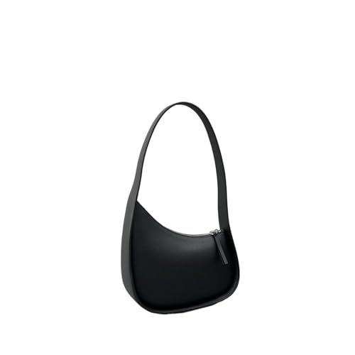 JTKSSCS Henkeltasche Damen Halbmondtasche Umhängetasche Unterarmtasche Echtleder Handtasche Damentaschen(Black) von JTKSSCS