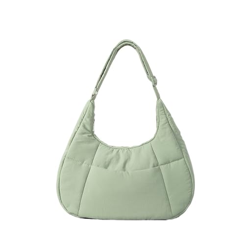 JTKSSCS Henkeltasche Damen Lässige, gepolsterte Unterarmtasche aus Nylon, einfache Damen-Umhängetaschen, Halbmond-Umhängetasche, weiche Puffer-Geldbörsen(Green) von JTKSSCS