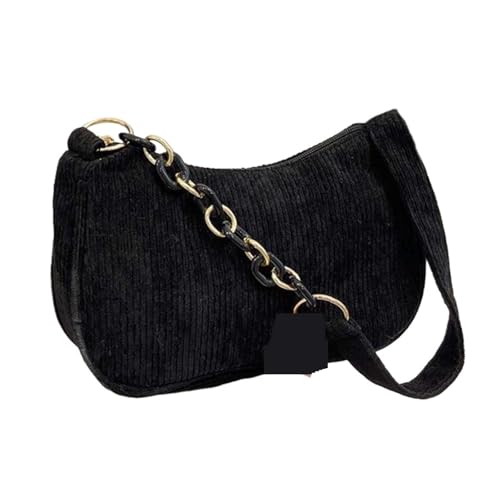 JTKSSCS Henkeltasche Damen Mode Vintage Handtaschen Frauen Herbst Winter Unterarm Tasche Zipper Kleine Taschen Weibliche Weiche Casual Handtasche(Black) von JTKSSCS