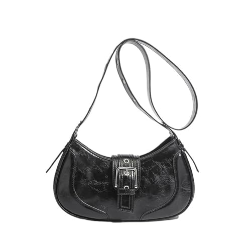 JTKSSCS Henkeltasche Damen PU Leder Einfarbig Frauen Unterarm Schulter Seite Tasche Kleine Handtaschen Luxus Dame Umhängetasche(Black) von JTKSSCS