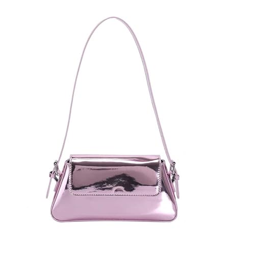 JTKSSCS Henkeltasche Damen Umhängetasche for Damen, helle PU-Leder-Unterarmtasche, einfarbige Achseltasche, Hasp-Tasche mit Tragegriff(Purple) von JTKSSCS