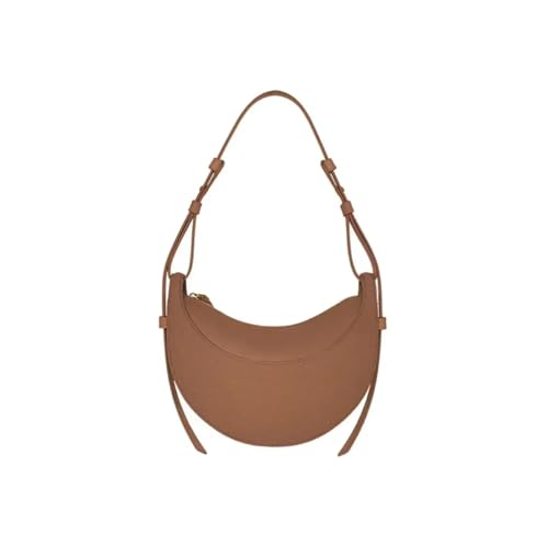 JTKSSCS Henkeltasche Damen Umhängetasche mit einer Schulter, halbmondförmige Satteltasche, Leder-Unterarmtasche(Camel) von JTKSSCS