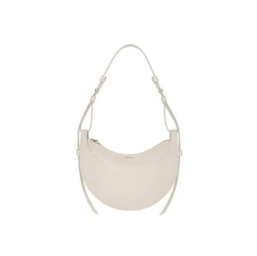 JTKSSCS Henkeltasche Damen Umhängetasche mit einer Schulter, halbmondförmige Satteltasche, Leder-Unterarmtasche(White) von JTKSSCS