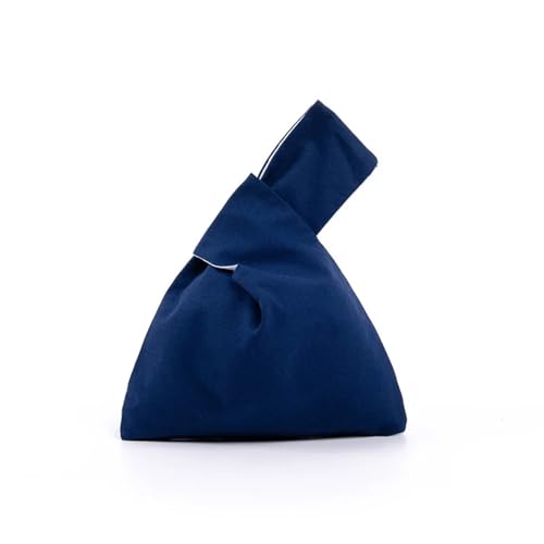 JTKSSCS Knotentasche Für Damen Baumwoll-Damenhandtaschen, Knoten-Handgelenk-Einkaufstasche, umweltfreundlich, wiederverwendbare Einkaufstasche, leichte Tragetasche, Münzgeldbörse(Deep bule) von JTKSSCS