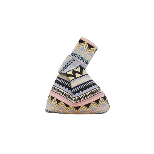JTKSSCS Knotentasche Für Damen Tragbare Knoten-Handgelenktasche for Damen, Baumwoll-Einkaufstasche, einfache Geldbörsen, Handtaschen, Einkaufstasche, Handy-Schlüsseltasche(Style 11) von JTKSSCS