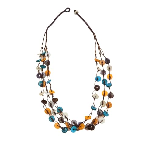 JTKSSCS Lange Kette Damen 1 Stück Halskette mit Kokosnussschale im Ethno-Stil von JTKSSCS
