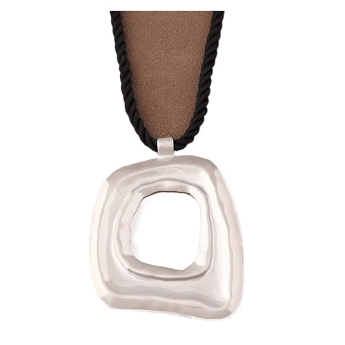 JTKSSCS Lange Kette Damen 1 x Stammesanhänger in mattem Gold mit unregelmäßiger Form an einer schwarzen, klobigen Seilkette for den täglichen Gebrauch(Color-04) von JTKSSCS