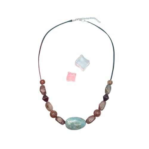 JTKSSCS Lange Kette Damen Handgefertigte Perlenkette mit unregelmäßigen Steinen for Frauen im Vintage-Stil ethnischen Stil(Blue) von JTKSSCS