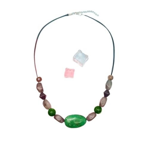 JTKSSCS Lange Kette Damen Handgefertigte Perlenkette mit unregelmäßigen Steinen for Frauen im Vintage-Stil ethnischen Stil(Green) von JTKSSCS