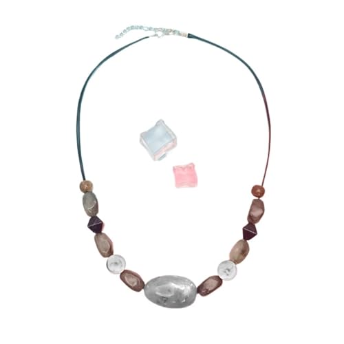 JTKSSCS Lange Kette Damen Handgefertigte Perlenkette mit unregelmäßigen Steinen for Frauen im Vintage-Stil ethnischen Stil(Grey) von JTKSSCS