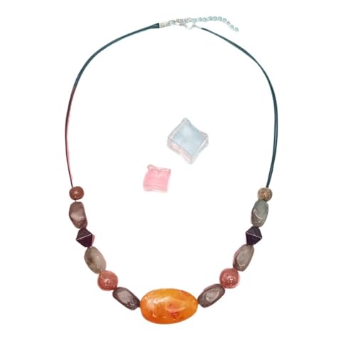 JTKSSCS Lange Kette Damen Handgefertigte Perlenkette mit unregelmäßigen Steinen for Frauen im Vintage-Stil ethnischen Stil(Orange) von JTKSSCS