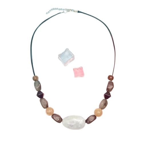 JTKSSCS Lange Kette Damen Handgefertigte Perlenkette mit unregelmäßigen Steinen for Frauen im Vintage-Stil ethnischen Stil(White) von JTKSSCS