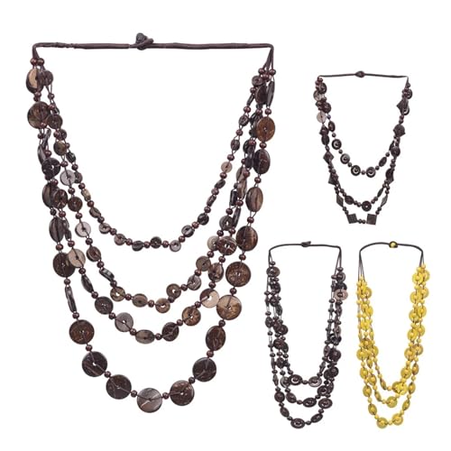 JTKSSCS Lange Kette Damen Mehrschichtige Perlenkette aus Kokosnussschalen im Ethno-Stil for Damen(Color4) von JTKSSCS