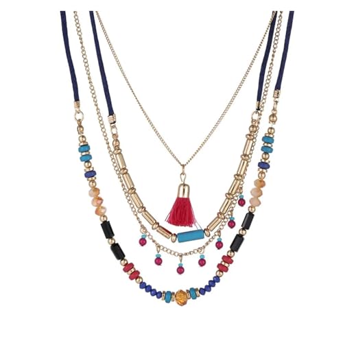 JTKSSCS Lange Kette Damen Mehrschichtige handgefertigte bunte Perlenkette mit Anhänger for Damen und Mädchen von JTKSSCS