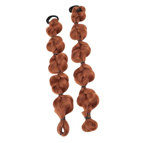 2pcs Ponytailerweiterung Geflecht Süße Lange Bubble Ponytail Perückenblocker Erweiterung Perücke für Mädchen (Hellbraun) von JTLB