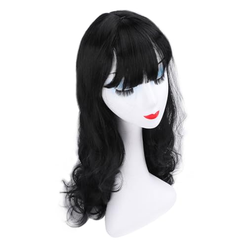 Air Bangs Perücke Schwarze Hochtemperatur Synthetische Faser Atmungsaktiven Sicheren Fixierungen Lange Wellige Haar Perücke für Frauen Air Bangs Perücke Schwarze Hochtemperatur Synthetische Faser Atmungsaktiven Sicheren Fixierungen Lange Wellige Haar Perücke für Frauen von JTLB