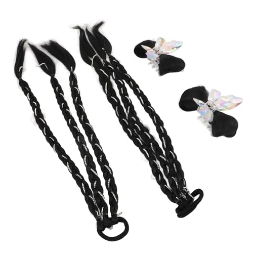 Boxverlängerung Soft Perücke Braids und Bows Clip Synthetic Perücke Braids für Mädchen Frauen (Schwarz) von JTLB