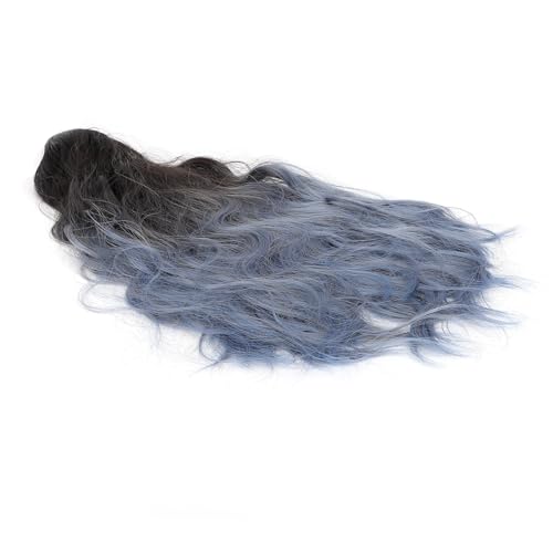 Klauenponytail -Erweiterungsgradientenclip in Langen Welligen Schwanzhaarverlängerungen Synthetisches Haarstück für Frauen (Brauner schwarzer Gradienten Dunstblau) von JTLB