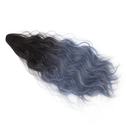 Klauenponytail -Erweiterungsgradientenclip in Langen Welligen Schwanzhaarverlängerungen Synthetisches Haarstück für Frauen (Tiefbraun Gradienten Haze Blau) von JTLB