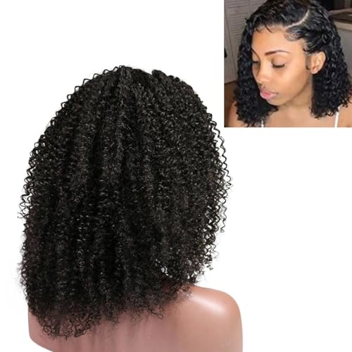 Kurze Tiefe Wellenspitzen -Front -Perücke Synthetische Schwarze Kurze Lockige Perücke für Frauen von JTLB