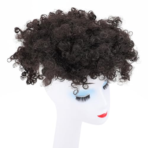 Lockiges Haarbrötchen mit Bang Zeichnungsstring Schwarze Frauen Mädchen Elastizität Messy Bun Haarteil Perücken Wellenbrötchen Erweiterung (2#) von JTLB