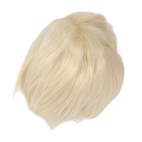 Männer Kurze Blonde Perücke Synthetic Secure Fit Fluffy Heat Kostüm Blonde Perücke für Halloween Cosplay von JTLB