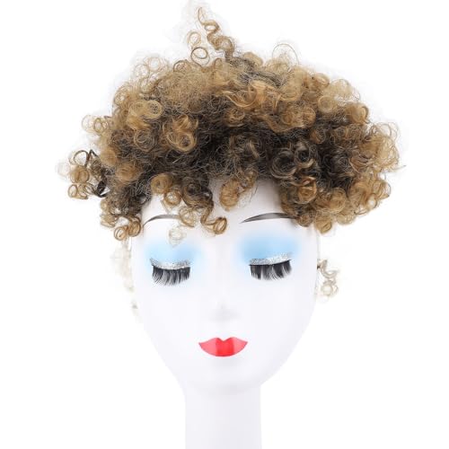 Puff Curly Brötchen mit Kurzform Messy Bun Draw String Pferdeschwanzverlängerung Haarstück für Frauen Mädchen (#1b/27) von JTLB