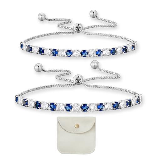 JTMKYO 2 Stück Blaues und Weißes Zirkon-Armband Mit Aufbewahrungstasche - Freundschaftsarmband, Diamant-Schmuckzubehör, Glitzer-Accessoire, Verstellbares Strass-Design JTMKYO 2 Stück Blaues und Weißes Zirkon-Armband Mit Aufbewahrungstasche - Freundschaftsarmband, Diamant-Schmuckzubehör, Glitzer-Accessoire, Verstellbares Strass-Design von JTMKYO