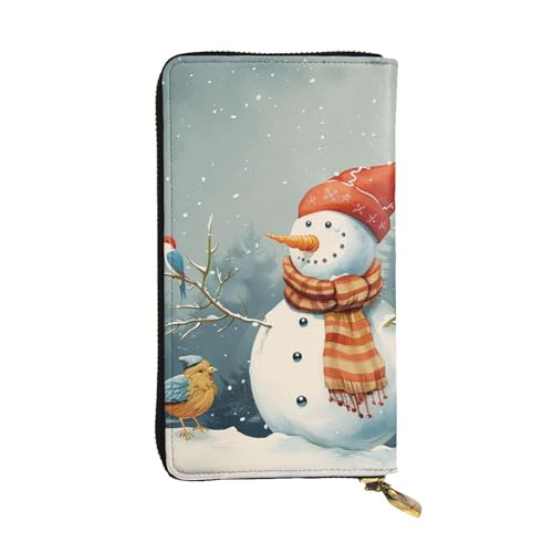 JTNWEC Damen-Geldbörse aus Leder – Frohe Weihnachten Vogel-Drucke, Münzgeldbörse, Reise-Kartenhalter, Reißverschluss, Geldbörse, Handy-Handtasche, Schwarz, Einheitsgröße, modern, Schwarz, One Size von JTNWEC