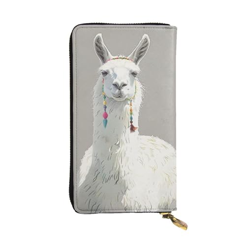 JTNWEC Damen-Geldbörse aus Leder – Lama-Druck, Münzgeldbörse, Reise-Kartenhalter, Reißverschluss, Geldbörse, Handy-Handtasche, Schwarz, Einheitsgröße, modern, Schwarz, One Size, Modern von JTNWEC