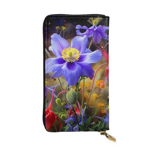 JTNWEC Damen Geldbörse aus Leder - Schöne Blumen Kunstdrucke Münzbörse Reise Kartenhalter Reißverschluss Geldbörse Handy Handtasche Schwarz Einheitsgröße Modern Schwarz Einheitsgröße Modern, Schwarz von JTNWEC