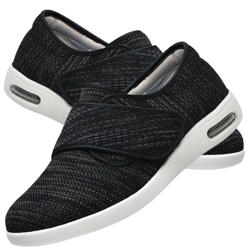 JTNZDAW Chaussons OrthopéDique Homme Hallux Valgus Schuhe Damen Verbandsschuhe Herren Diabetiker Geschwollene Extra breite Ödem Hausschuhe(Black Gray,48 EU) von JTNZDAW