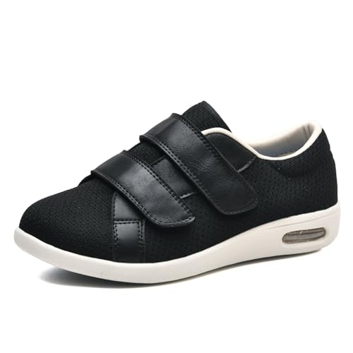 JTNZDAW Diabetikerschuhe Extra Weit Herren Orthopädische Schuhe Damen für Diabetiker Verbandsschuhe Hallux Valgus Geschwollene Füße(Black,44.5 EU) von JTNZDAW