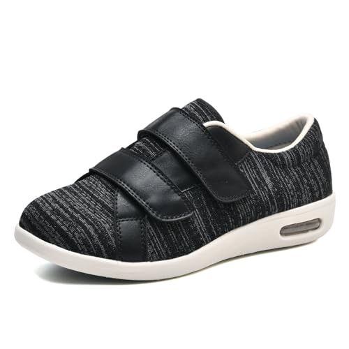 JTNZDAW Diabetikerschuhe Extra Weit Herren Orthopädische Schuhe Damen für Diabetiker Verbandsschuhe Hallux Valgus Geschwollene Füße(BlackGrey,43.5 EU) von JTNZDAW