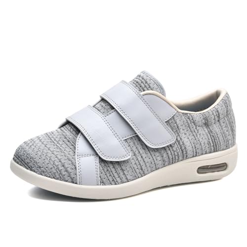 JTNZDAW Diabetikerschuhe Extra Weit Herren Orthopädische Schuhe Damen für Diabetiker Verbandsschuhe Hallux Valgus Geschwollene Füße(LightGrey,45 EU) von JTNZDAW