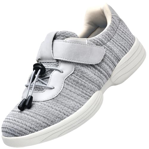 JTNZDAW Hausschuhe Senioren Damen Diabetikerschuhe Extra Weit Schuhe Diabetiker Klettverschluss Verbandsschuhe schuhe Hoher Spann(Gray,40.5 EU) von JTNZDAW