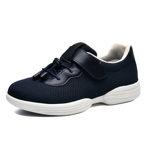 JTNZDAW Hausschuhe für Diabetiker Damen Extratiefer Innenraum Schuhe Weite K Senioren mit Klettverschluss Sommerschuhe ältere damen(Blue,41 EU) von JTNZDAW