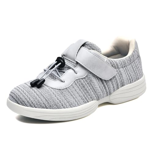 JTNZDAW Hausschuhe für Diabetiker Damen Extratiefer Innenraum Schuhe Weite K Senioren mit Klettverschluss Sommerschuhe ältere damen(Gray,37.5 EU) von JTNZDAW
