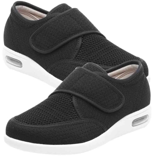 JTNZDAW Hausschuhe für Diabetiker Damen Schuhe Breite Füße Senioren mit Klettverschluss Orthopädische Geschwollene(Black,38 EU) von JTNZDAW