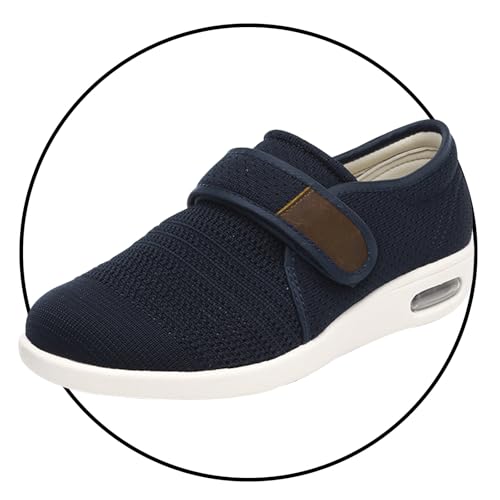 JTNZDAW Hausschuhe für Diabetiker Herren Schuhe Extra Weit Orthopädische Verstellbare Breite Sandalen Verbandschuhe Einlegesohle Klettverschluss(Blue,44.5 EU) von JTNZDAW