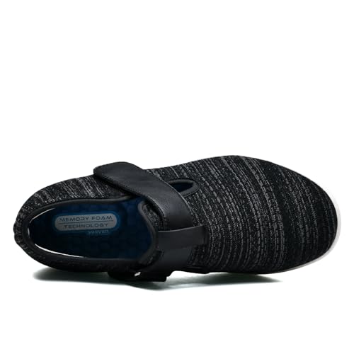 JTNZDAW Herren Schuhe Extra Breite Füße Diabetiker Orthopädische Damen Hausschuhe mit Klettverschluss Diabetikerschuhe Weit Verbandsschuhe(BlackGrey,43.5 EU) von JTNZDAW