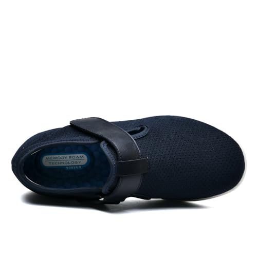 JTNZDAW Herren Schuhe Extra Breite Füße Diabetiker Orthopädische Damen Hausschuhe mit Klettverschluss Diabetikerschuhe Weit Verbandsschuhe(Blue,43 EU) von JTNZDAW