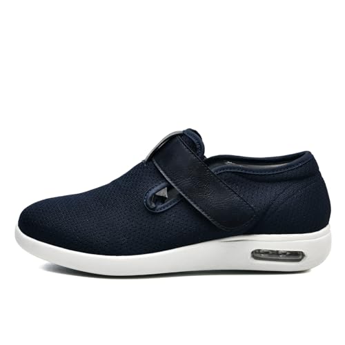 JTNZDAW Klettverschluss Schuhe Damen Diabetikerschuhe Extra Weit Herren Pensionisten Diabetiker Hausschuhe Senioren mit Verbandsschuhe(Blue,42 EU) von JTNZDAW