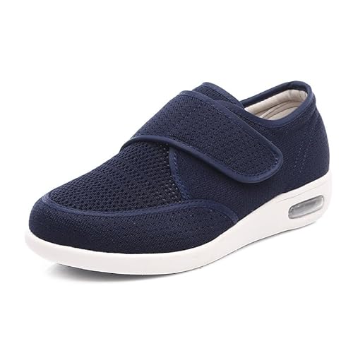 JTNZDAW Medizinische Schuhe Damen Senioren mit Klettverschluss verstellbare Diabetiker Hausschuhe Reha-Halbschuh Weite rutschhemmend(Blue,37.5 EU) von JTNZDAW