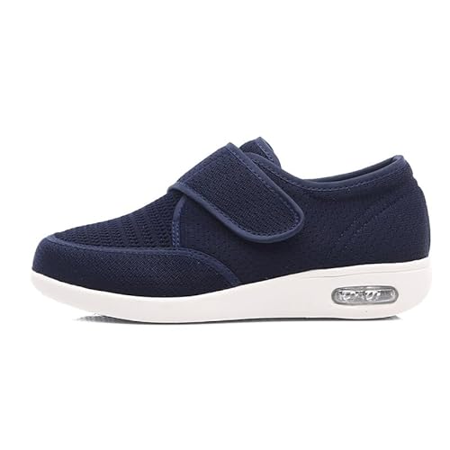 JTNZDAW Medizinische Schuhe Damen Verbandschuh Extra Weit Ohne SchnüRsenkel Diabetiker Gesundheitsschuhe mit Klettverschluss Breit Hausschuhe Senioren(Blue,37.5 EU) von JTNZDAW
