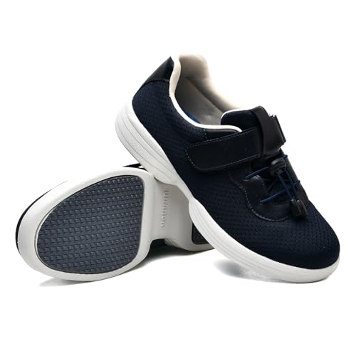 JTNZDAW Schuhe Damen Senioren Hallux Valgus mit Klettverschluss Hausschuhe Weit Verbandschuh Extra Medizinische(Blue,37 EU) von JTNZDAW