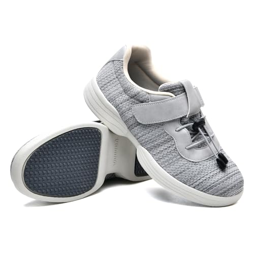 JTNZDAW Schuhe Damen Senioren Hallux Valgus mit Klettverschluss Hausschuhe Weit Verbandschuh Extra Medizinische(Gray,40 EU) von JTNZDAW