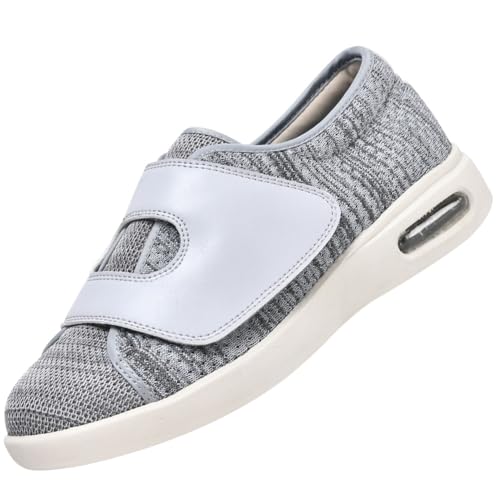 JTNZDAW Schuhe für Geschwollene Füße Herren Herrenschuhe mit Klettverschluss Diabetiker Hausschuhe Breiter Breite Orthopädische(LightGrey,40.5 EU) von JTNZDAW