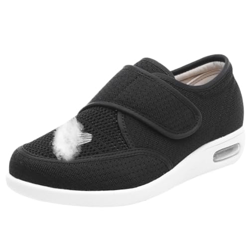 JTNZDAW Turnschuhe mit Klettverschluss Damen Orthopädische Schuhe Herren Hallux Valgus Senioren Hausschuhe(Black,40.5 EU) von JTNZDAW